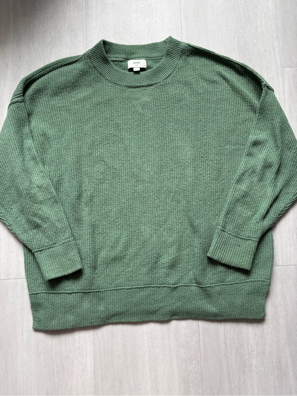 Aerie Green Crewneck Knit Sweater